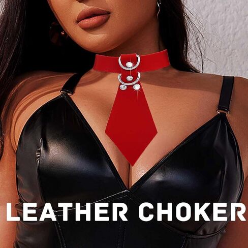 Tie Leather Choker Necklace Punk Choker Collar Gothic PU Leather Collar Halloween Cosplay Party Adjustable Choker Necklaces for Women in Saudi Arabia