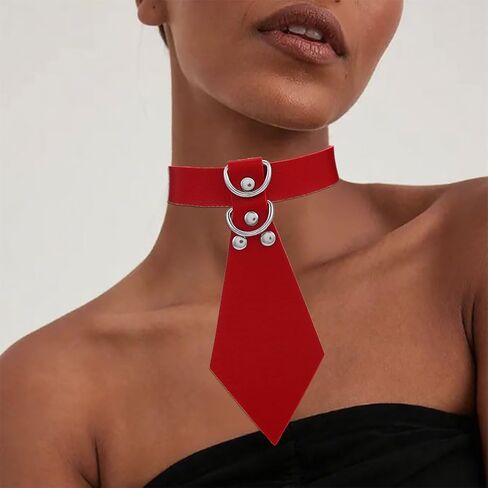Tie Leather Choker Necklace Punk Choker Collar Gothic PU Leather Collar Halloween Cosplay Party Adjustable Choker Necklaces for Women in Saudi Arabia