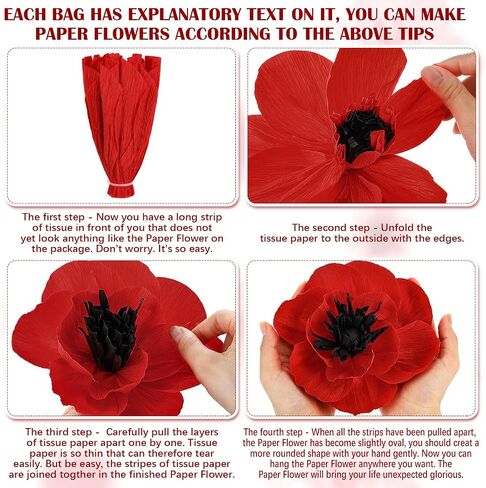 WILLBOND 30 Pcs Halloween Artificial Red Poppy Flowers Large Poppies Fake Flowers for Halloween Memorial Day Wicked Birthday Veterans Day Carnival Back to School Party Backdrop in Saudi Arabia