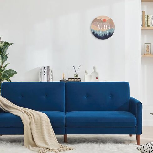 ساعة حائط رقمية مضاءة ذكية مع غروب الشمس تلقائيًا مع تقويم وقت درجة الحرارة وساعات عرض كبيرة 12/24 ساعة LED حديثة لغرفة المعيشة وغرفة النوم والمكتب وديكور المطبخ 12 بوصة in Kuwait