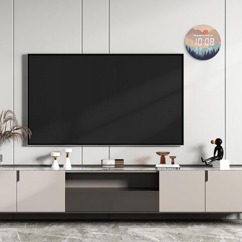 ساعة حائط رقمية مضاءة ذكية مع غروب الشمس تلقائيًا مع تقويم وقت درجة الحرارة وساعات عرض كبيرة 12/24 ساعة LED حديثة لغرفة المعيشة وغرفة النوم والمكتب وديكور المطبخ 12 بوصة in Kuwait