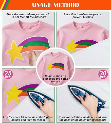 2Pcs Large Shooting Star Patch and Pink Satin Headband Rainbow Sweater Patch Halloween Cosplay Accessories for Women in Saudi Arabia