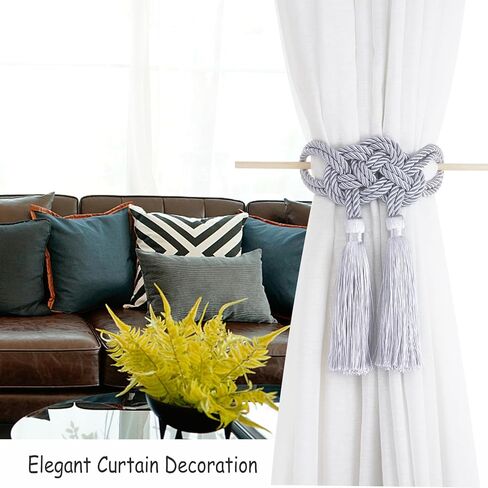 Curtain Tiebacks Rope Curtains Holders for Drapes Decorative Tie Backs with Tassel Window Treatment Holdbacks Grey 2pack in Kuwait
