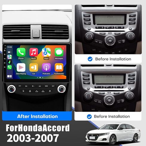 ترقية [2+32G] ستيريو راديو السيارة لهوندا أكورد 2003-2007، مع [Carplay & Android Auto] شاشة لمس 10.1 بوصة بلوتوث 5.0 ملاحة GPS 4G WiFi راديو AM/FM/RDS، مع كاميرا احتياطية DSP EQ AHD رباعية النواة in Kuwait