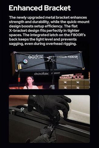 Godox Knowled F200Bi BI-Color Led Video Light Panel with Honeycomb Grid, Foldable Waterproof Flexible LED Mat DMX/CRMX/2.4G/APP Control for Film, Broadcast, Video Production & Photography (2.1 x 2.1') in Kuwait