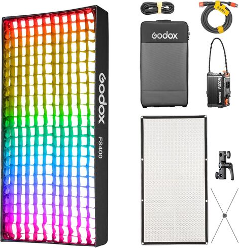 Godox Knowled F200Bi BI-Color Led Video Light Panel with Honeycomb Grid, Foldable Waterproof Flexible LED Mat DMX/CRMX/2.4G/APP Control for Film, Broadcast, Video Production & Photography (2.1 x 2.1') in Kuwait