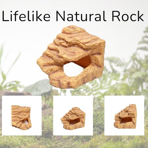 Large Rock Cave Hideout for Reptiles & Amphibians - Ideal for Bearded Dragons, Turtles, Snakes, Lizards, Geckos, Tortoises & Small Pets - Terrarium & Aquarium Decor, Safe Reptile Habitat in Kuwait
