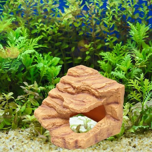Large Rock Cave Hideout for Reptiles & Amphibians - Ideal for Bearded Dragons, Turtles, Snakes, Lizards, Geckos, Tortoises & Small Pets - Terrarium & Aquarium Decor, Safe Reptile Habitat in Kuwait