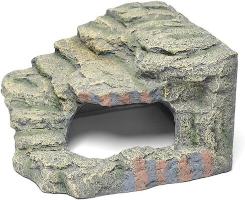 Large Rock Cave Hideout for Reptiles & Amphibians - Ideal for Bearded Dragons, Turtles, Snakes, Lizards, Geckos, Tortoises & Small Pets - Terrarium & Aquarium Decor, Safe Reptile Habitat in Kuwait