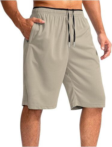 Men's Athletic Shorts Quick Dry Loose-Fit Lightweight Running Workout Gym Shorts with Pockets Beach Solid Color in Saudi Arabia