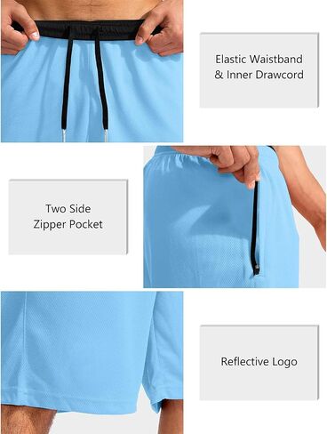 Men's Athletic Shorts Quick Dry Loose-Fit Lightweight Running Workout Gym Shorts with Pockets Beach Solid Color in Saudi Arabia