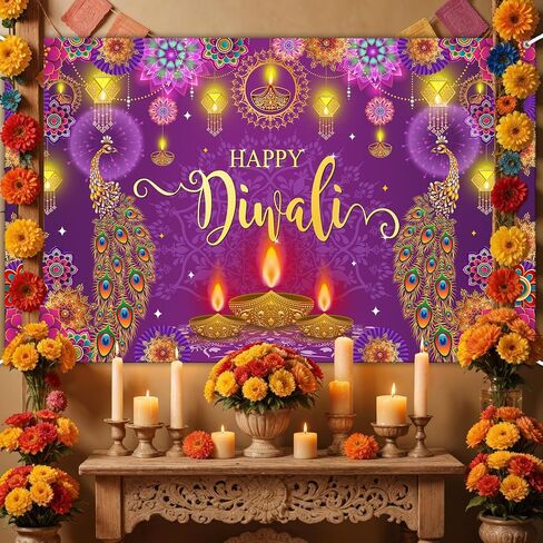 Avezano Happy Diwali Banner Diwali Backdrop for India Festival Decorations Indian Diwali Decorations Banner and Supplies for Home Party 70.8 x 43.3 Inch in Saudi Arabia