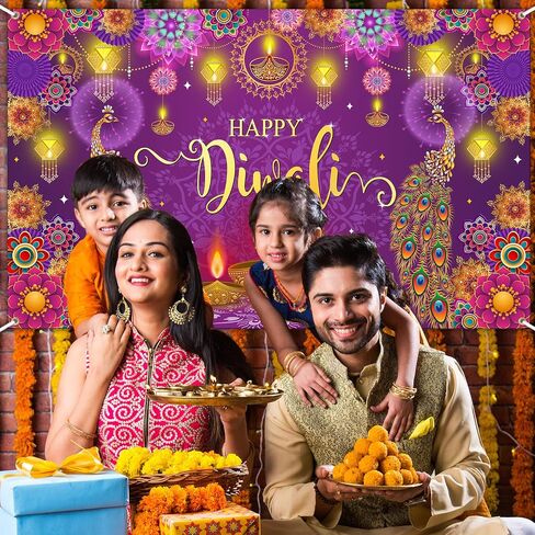 Avezano Happy Diwali Banner Diwali Backdrop for India Festival Decorations Indian Diwali Decorations Banner and Supplies for Home Party 70.8 x 43.3 Inch in Saudi Arabia