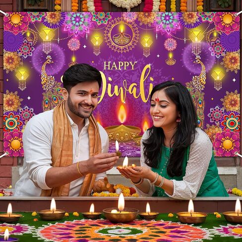 Avezano Happy Diwali Banner Diwali Backdrop for India Festival Decorations Indian Diwali Decorations Banner and Supplies for Home Party 70.8 x 43.3 Inch in Saudi Arabia