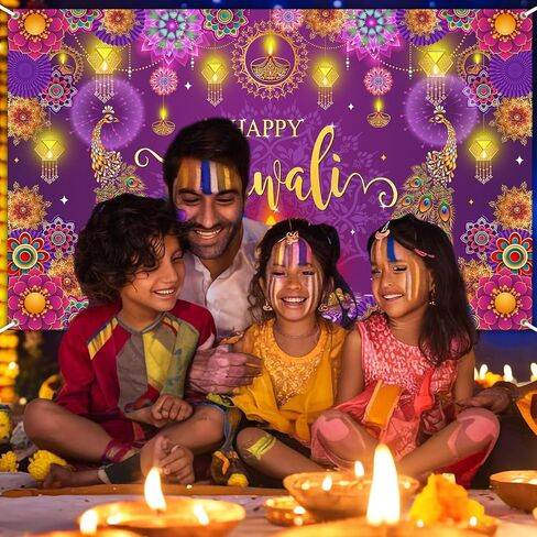 Avezano Happy Diwali Banner Diwali Backdrop for India Festival Decorations Indian Diwali Decorations Banner and Supplies for Home Party 70.8 x 43.3 Inch in Saudi Arabia