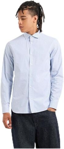 Armani Exchange Men's Regular Fit Jacquard Cotton Vertical Stripe Button Down in Saudi Arabia