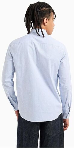 Armani Exchange Men's Regular Fit Jacquard Cotton Vertical Stripe Button Down in Saudi Arabia