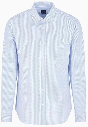 Armani Exchange Men's Regular Fit Jacquard Cotton Vertical Stripe Button Down in Saudi Arabia