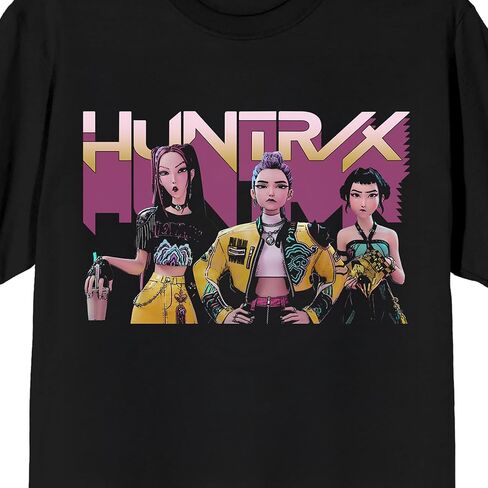 تي شيرت Kpop Demon Hunters Huntrix Trio على تي شيرت أسود قصير الأكمام للبالغين in Saudi Arabia