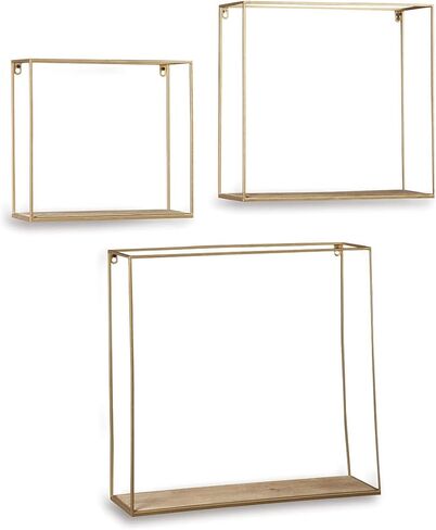 Signature Design by Ashley Efharis Shadow Box Set, 3 Piece Wall Shelf, Natural & Gold Finish in Saudi Arabia