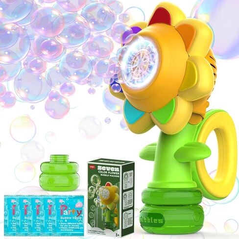 Bubble Machine for Kids, Automatic Sunflower Bubble Maker for Toddlers, Portable Battery Operated Bubble Toys for Indoor Outdoor Birthday Party -Pink in Kuwait