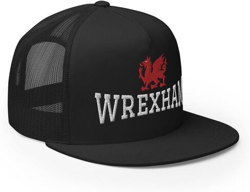 قبعة سائق شاحنة مسطحة مطرزة من NG Wrexham، قبعة عالية التاج قابلة للتعديل لمدينة ويلز، قبعة التنين الأحمر Wrecsam Cymru County of Wales in Kuwait