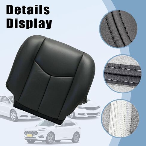 غطاء مقعد جلدي للسائق والراكب من SecosAutoparts، الجزء السفلي والعلوي من الخلف رمادي داكن بدون مسند ذراع للمقعد متوافق مع تشيفي سيلفرادو أفالانش تاهو سوبربان جي إم سي سييرا يوكون 2003 2004 2005 2006 in Saudi Arabia