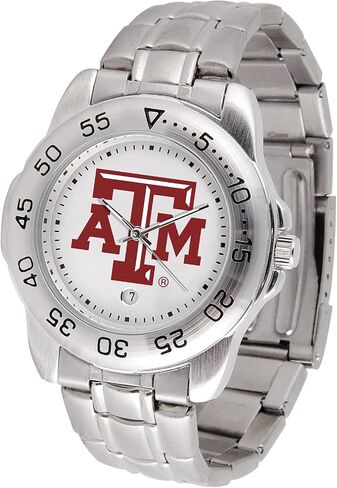 ساعة رياضية للرجال من صن تايم، NCAA Team، حزام من الفولاذ المقاوم للصدأ 20 مم، مينا فضية Gameday مع التاريخ in Kuwait