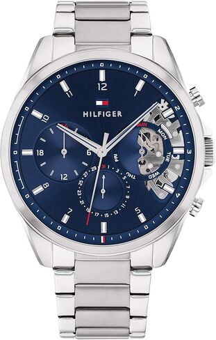 Tommy Hilfiger Men's Watch – Quartz Multifunction, 44 mm Stainless Steel Case, Skeleton Dial, Link Bracelet – Dress Watch for Men in Saudi Arabia