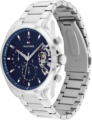 Tommy Hilfiger Men's Watch – Quartz Multifunction, 44 mm Stainless Steel Case, Skeleton Dial, Link Bracelet – Dress Watch for Men in Saudi Arabia
