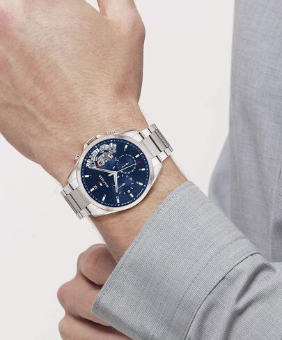 Tommy Hilfiger Men's Watch – Quartz Multifunction, 44 mm Stainless Steel Case, Skeleton Dial, Link Bracelet – Dress Watch for Men in Saudi Arabia