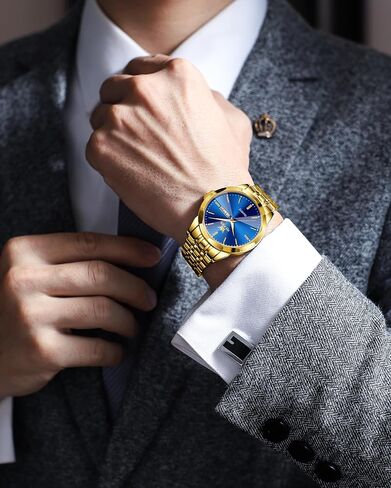 OLEVS Watches for Men Waterproof Diamond Business Luxury Dress Analog Quartz Stainless Steel Luminous Day Date Two Tone Casual Men's Wrist Watches Gift in Saudi Arabia