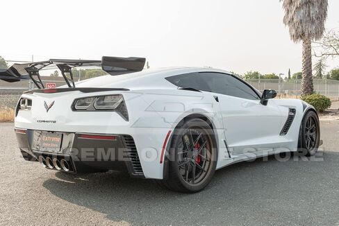 Replacement for 2014-2019 Chevrolet Corvette C7 All Models | GM Factory XL Extended Style Rear Side Splash Guards Mud Flap Pair (ABS Plastic - Plastic Black) in Saudi Arabia