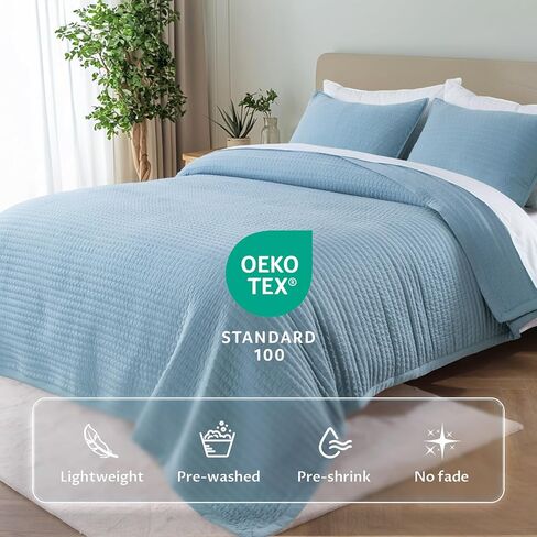 kasentex نورس مجموعات الفراش الملك الحجم لحاف رمادي مع وسادة الشام، غطاء سرير ناعم خفيف الوزن، بطانية مبطنة غطاء سرير المعزي رقيقة، كل موسم الربيع الصيف، 3 قطع، 104x90 بوصة in Kuwait