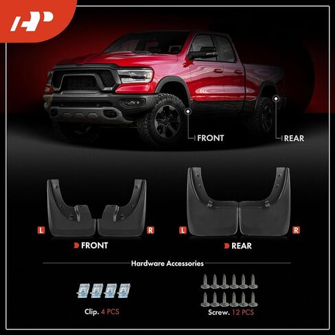 A-Premium Set of 4PCS Mud Flaps Splash Guards Mudguards Mudflaps with Hardware Kits Accessory Compatible with Nissan Frontier (PRO-4X, PRO-X) 2022-2024, (with Fender Flar), Front & Rear in Saudi Arabia