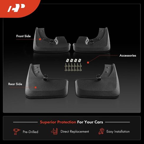 A-Premium Set of 4PCS Mud Flaps Splash Guards Mudguards Mudflaps with Hardware Kits Accessory Compatible with Nissan Frontier (PRO-4X, PRO-X) 2022-2024, (with Fender Flar), Front & Rear in Saudi Arabia