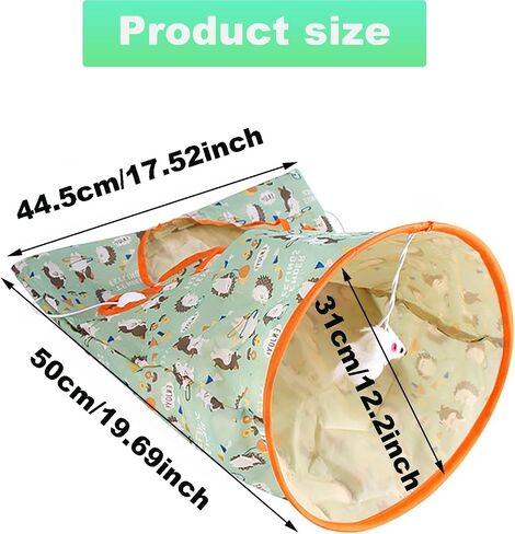 Cat Tunnel Bag for Indoor Cats, Foldable Pet Tunnel Crinkle Sack Bag with a Little Mouse & 3 Toy Ball, Portable Crinkle Paper Interactive Hide and Seek Cat Toys(Orange) in Saudi Arabia