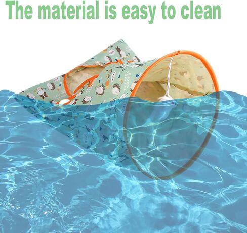 Cat Tunnel Bag for Indoor Cats, Foldable Pet Tunnel Crinkle Sack Bag with a Little Mouse & 3 Toy Ball, Portable Crinkle Paper Interactive Hide and Seek Cat Toys(Orange) in Saudi Arabia