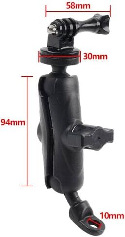 Bacar دراجة نارية مرآة 360 درجة حامل كاميرا جبل قوس ل gopro 1/4 بوصة المسمار سبائك الألومنيوم الأسود in Saudi Arabia