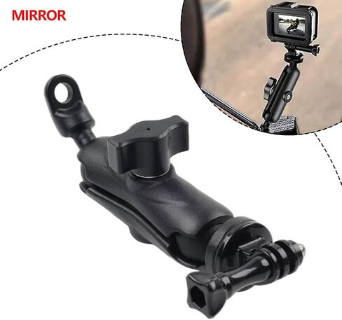 Bacar دراجة نارية مرآة 360 درجة حامل كاميرا جبل قوس ل gopro 1/4 بوصة المسمار سبائك الألومنيوم الأسود in Saudi Arabia