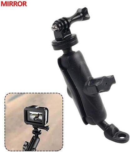 Bacar دراجة نارية مرآة 360 درجة حامل كاميرا جبل قوس ل gopro 1/4 بوصة المسمار سبائك الألومنيوم الأسود in Saudi Arabia