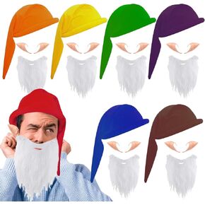 21 Pieces Halloween Dwarf Hats Dwarf Costume, Gnome Hat with Fake Beard Fake Ears for Halloween Party Cosplay in Saudi Arabia
