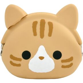 P+G Design Mimi POCHI Friends Silicone Coin Purse, Caramel Cat - Cute Change Pouch for Money, Makeup and Hair Accessories - Authentic Japanese Design - Durable Quality in Saudi Arabia