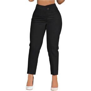 SHENHE Women's Crossover V Waisted Cropped Dress Pants Business Casual Work Office Skinny Trousers in Kuwait
