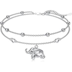 Ankle Bracelets for Women 925 Sterling Silver Layered Sea Turtles/Elephant/Wave Anklet Animal Bracelet Summer Ocean Beach Jewelry Mothers Day Gifts for Women in Kuwait