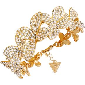 GUESS Goldtone Crystal Stone Floral Statement Bracelet in Kuwait
