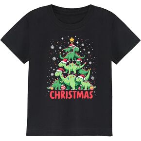 Christmas Shirts for Kids Featuring Cute Excavator Christmas Tree Dinosaur - Classic Crewneck Cotton Tees for Ages 2-7 Years in Saudi Arabia