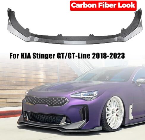 Front Bumper Lip Chin Spoiler Fit for KIA Sting GT, GT-Line 2018-2023,3 PCS Front Bumper Lip Body Kit Spoiler, Chin Spoiler Compatible with KIA Sting GT, GT-Line 2018-2023, Carbon in Saudi Arabia