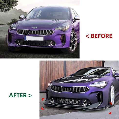 Front Bumper Lip Chin Spoiler Fit for KIA Sting GT, GT-Line 2018-2023,3 PCS Front Bumper Lip Body Kit Spoiler, Chin Spoiler Compatible with KIA Sting GT, GT-Line 2018-2023, Carbon in Saudi Arabia