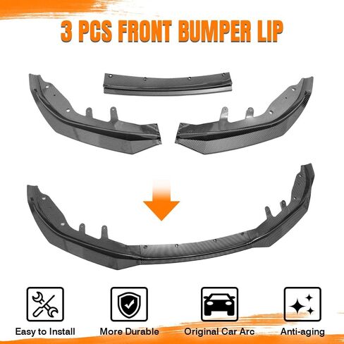 Front Bumper Lip Spoiler, Compatible with 2021-2025 BMW G22 G23 4-Series 430I M440i Convertible & Coupe, PP Carbon Fiber Print Front Splitter Air Dam Chin Protector, 3 Pieces in Saudi Arabia